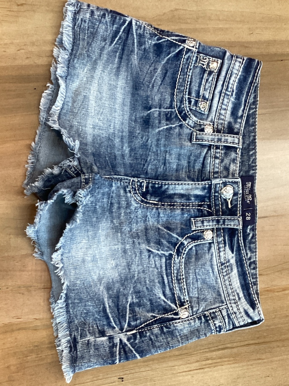 Miss Me Distressed Blue Denim Cutoff Shorts